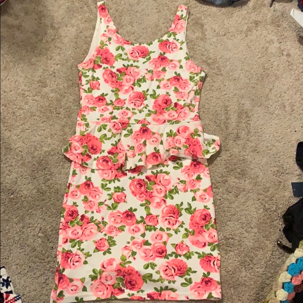 White dress with pink flowers